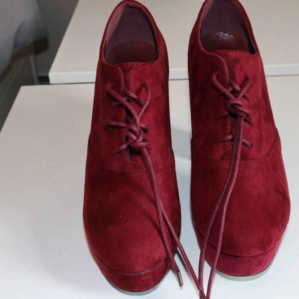 Allegra K Women's Platform Block Heel Lace Up Ankle Boots Size 7 - Picture 3 of 7